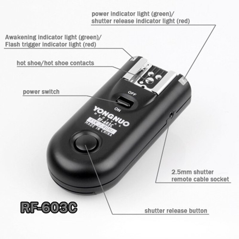 YONGNUO RF-603 II C3 2,4 ghz Wireless Remote Flash Trigger Auslöser für Canon 1D 1DS EOS 5D Mark II 5D 50D 40D 30D 20D 10D