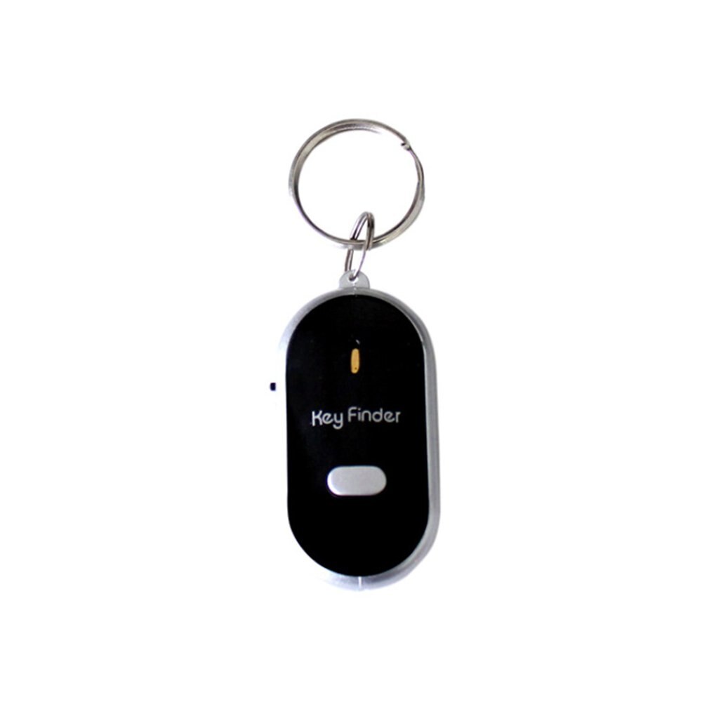 Détecteur de clé intelligent Anti-perte, capteurs de sifflet, porte-clés, traqueur LED, localisateur de claquettes de sifflet, clignotant, bip, commande sonore, alarme: Black