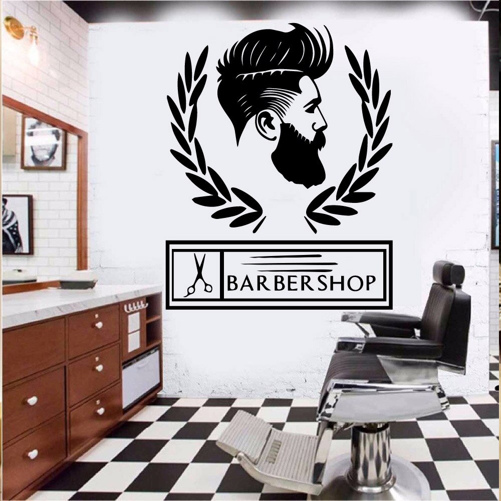 Decoratie voor een kapperszaak, muursticker voor een knipbeurt, stickers voor op maat gemaakte etalageglazen, muurschilderingen #39 #39