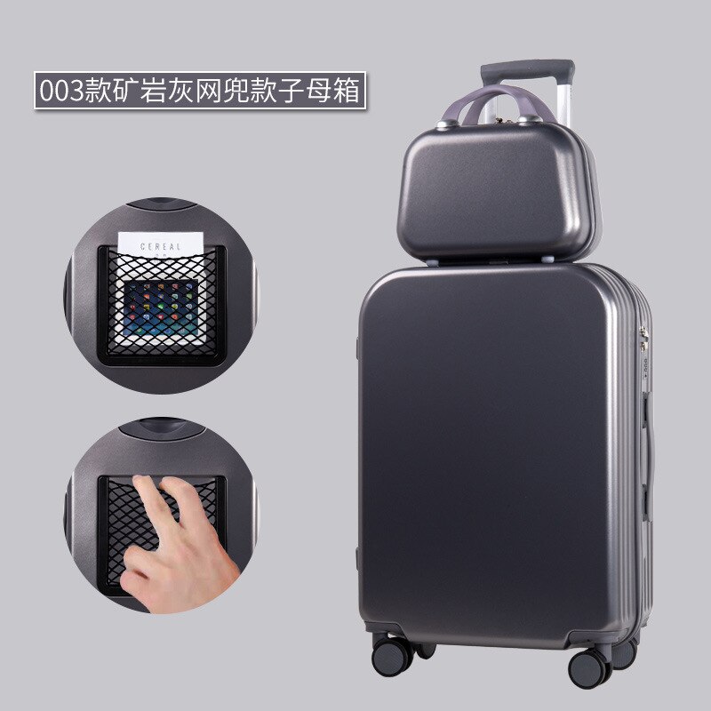 De Mode Universele Wiel Unisex Rits Trolley Case Krasbestendig Koffer Cabine Kofferbak Matte Effen Kleur: 006 Meteorite