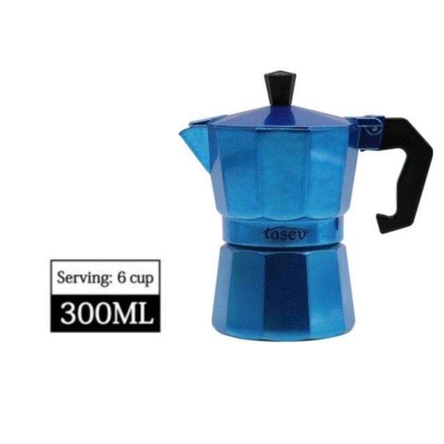 Aluminum Mocha Pot Coffee Maker Durable Moka Cafeteira Espresso Moka Coffee Pot 3 / 6 cup Red Blue Silver Rose: Blue 6 cup