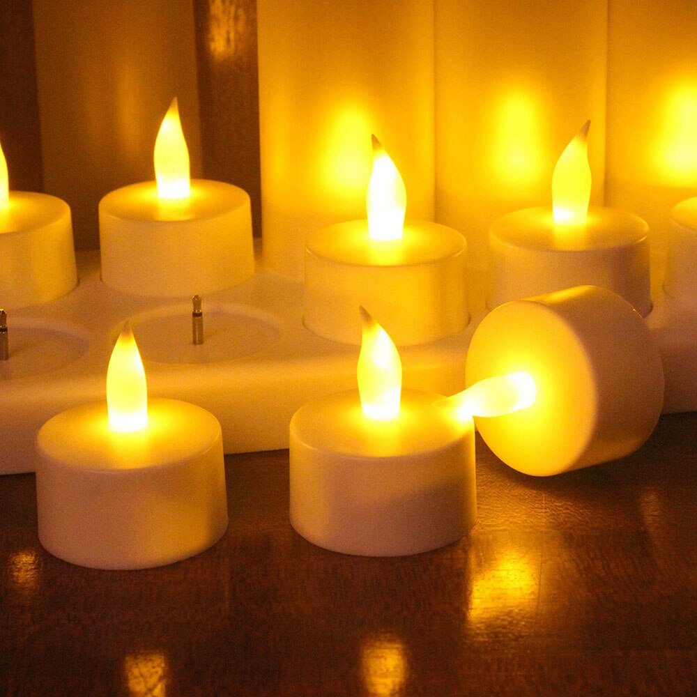 Pack of 12 Not Flickering or Flickering Flameless LED Candles With Rechargeable Battery,Long Battery Life For Wedding Home