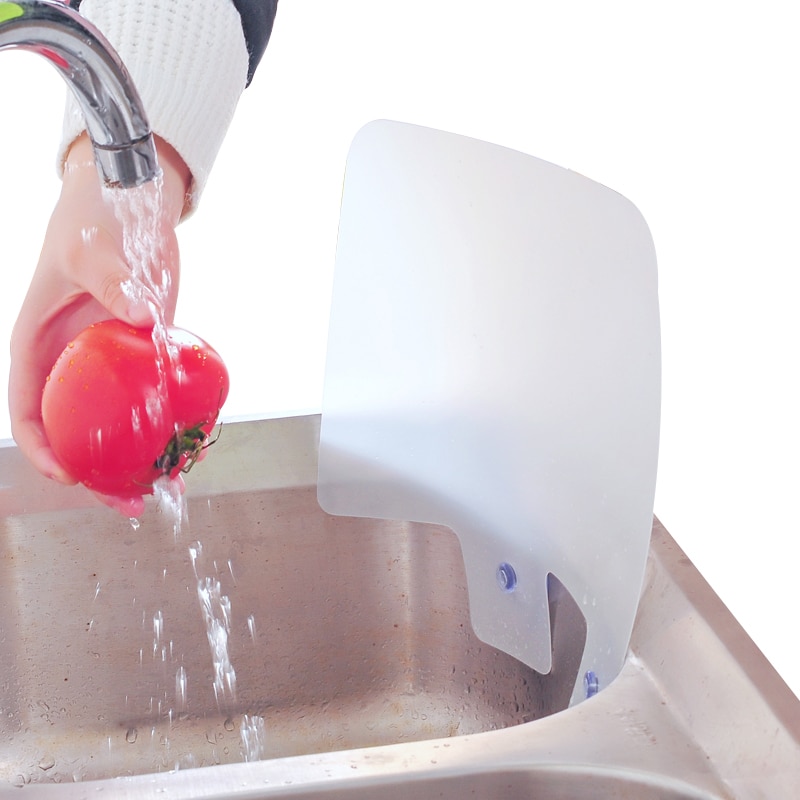 Kitchen Sink Water Splash Guards with Sucker Waterproof Screen Dish Fruit Vegetable Washing Splatter Guard Anti-Water Board