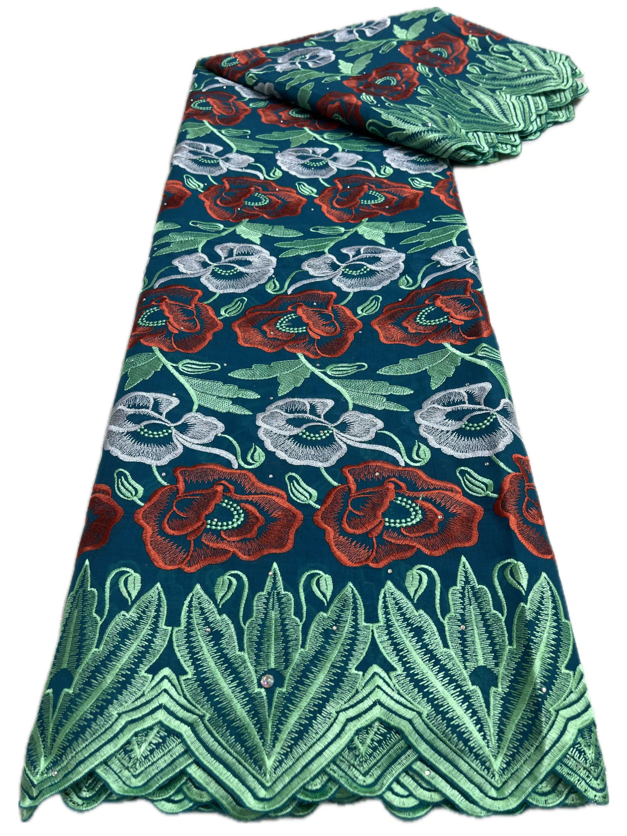 Tecidos de renda de algodão de cetim africano 2025 tecido de renda voile suíço de alta qualidade com pedras tecido de renda nigeriana para vestido: Prateado