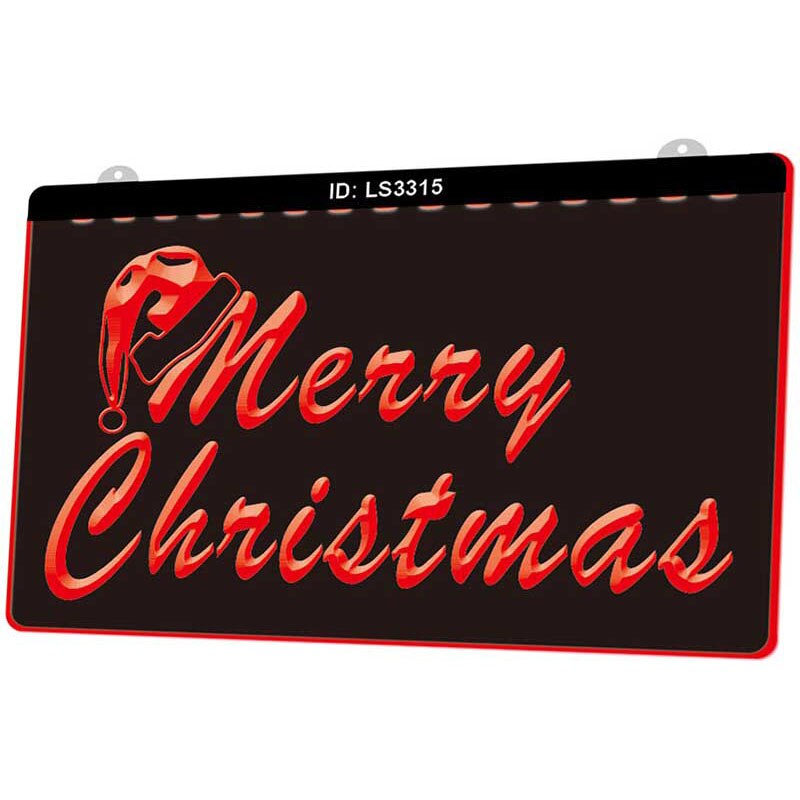 Ls3315 vrolijk kerstfeest gelukkig jaar 3d graveren led-lichtbord meerdere kleuren gratis verkoop