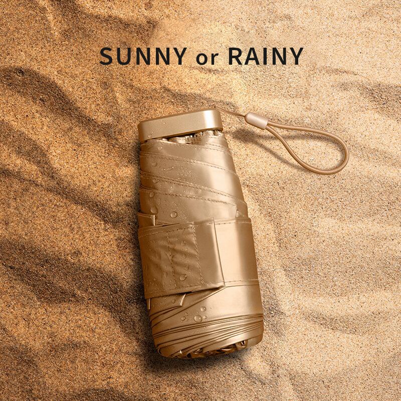 Parapluie de soleil à revêtement doré coloré, Mini parapluie plat transparent Portable pour femmes et filles, Parasol UV pour enfants UPF50 + pour l'extérieur