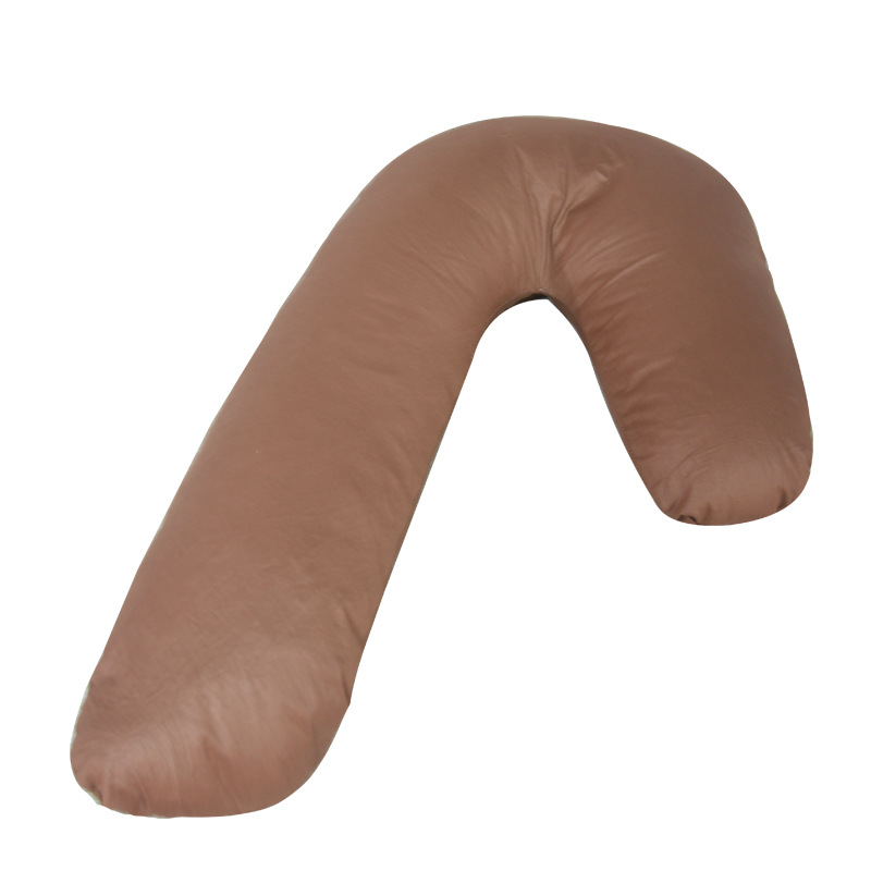 Oreiller multifonction en V pour femmes enceintes | Oreiller de soutien pour le sommeil latéral pour femmes enceintes, oreiller de cou de voyage en coton: Brown