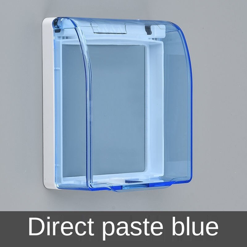Double Socket Waterproof Box Bathroom Toilet Two Position Switch Protective Cover Safety Anti Mistouch Switch Plate Covers Paste: blue