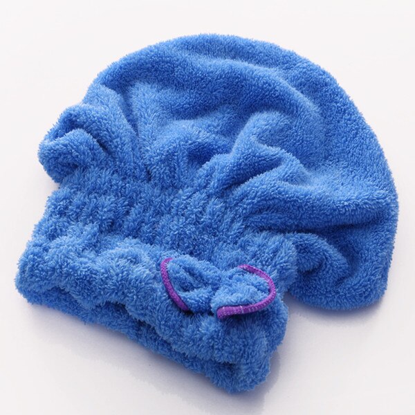 Magic Haar Snelle Droge Handdoek Cap Bad Wrap Twist Hoed Strik Soild Snel Droog Cap Hoofd Voor Vrouwen Dames Bad gereedschap 25: Blauw