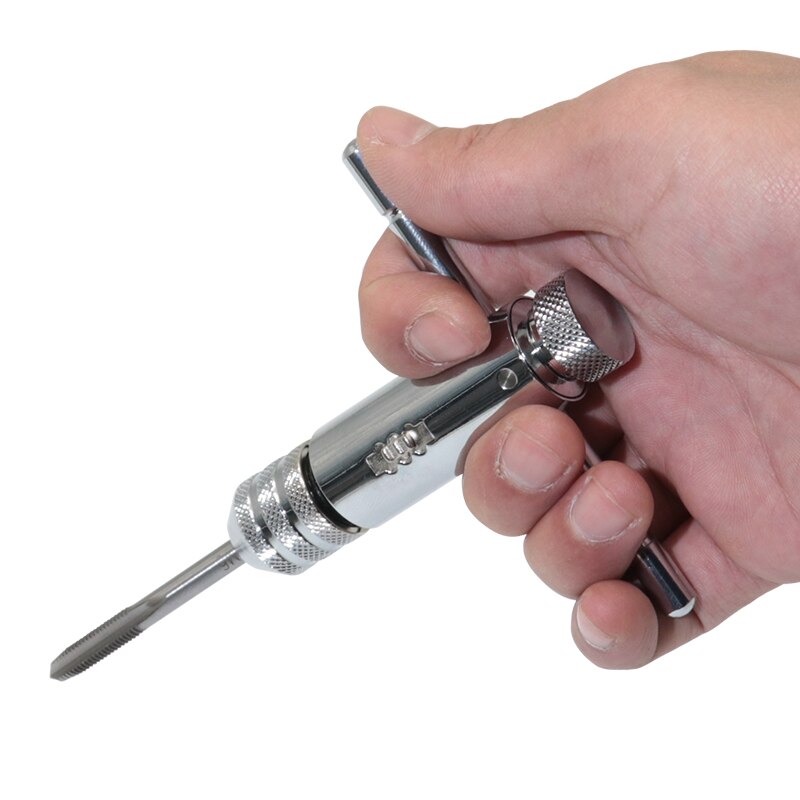 Adjustable T-Handle Ratchet Tap Holder Wrench + 5pcs M3-M8 Machine Screw Thread Metric Plug Tap