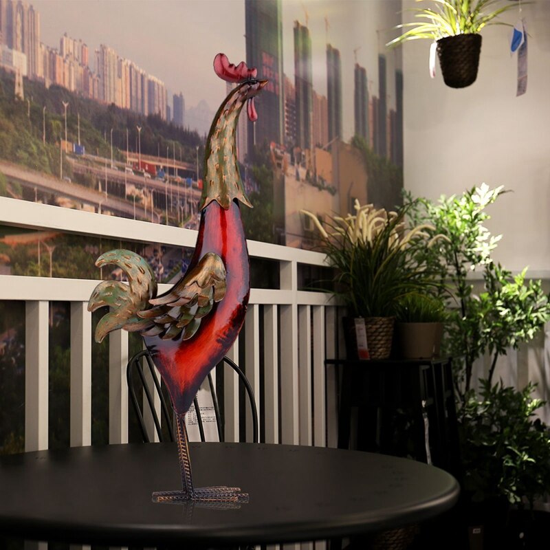 Metal Rooster Animal Garden Sculptures Art Decor,Outdoor Patio Lawn Back Yard Chicken Statue Decoration