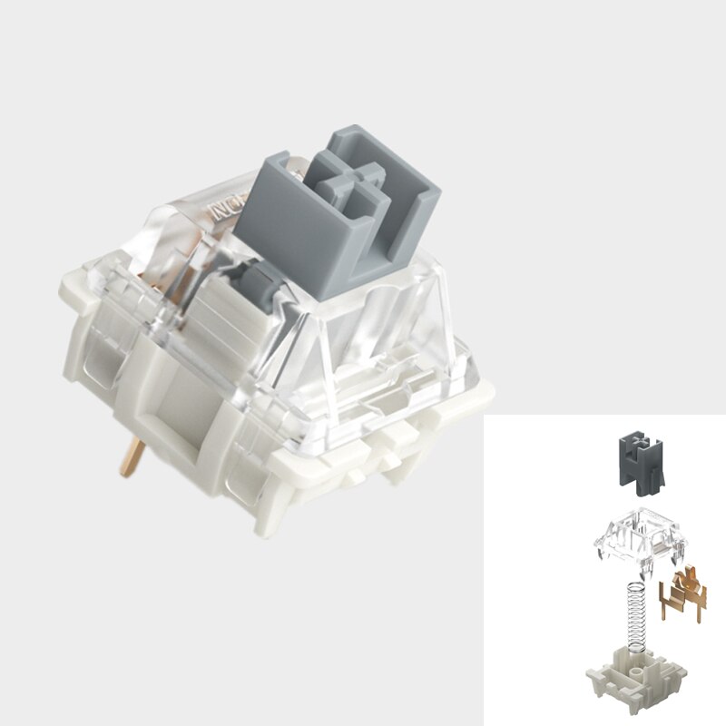 Original Gateron Silver Pro Switch Mechanical Keyboard Linear Feel 45g 3 Pins Factory Pre-lubricate Dual Spring PC Game: Single section Sprin / 110 PCS  Silver Pro