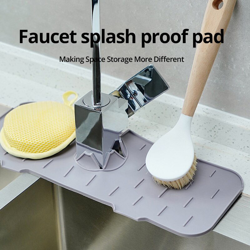 1PC Grey/Orange/Black 37X14CM Kitchen Faucet Absorbent Mat Sink Splash Guard Silicone Drainage Drying Pad Countertop Protection