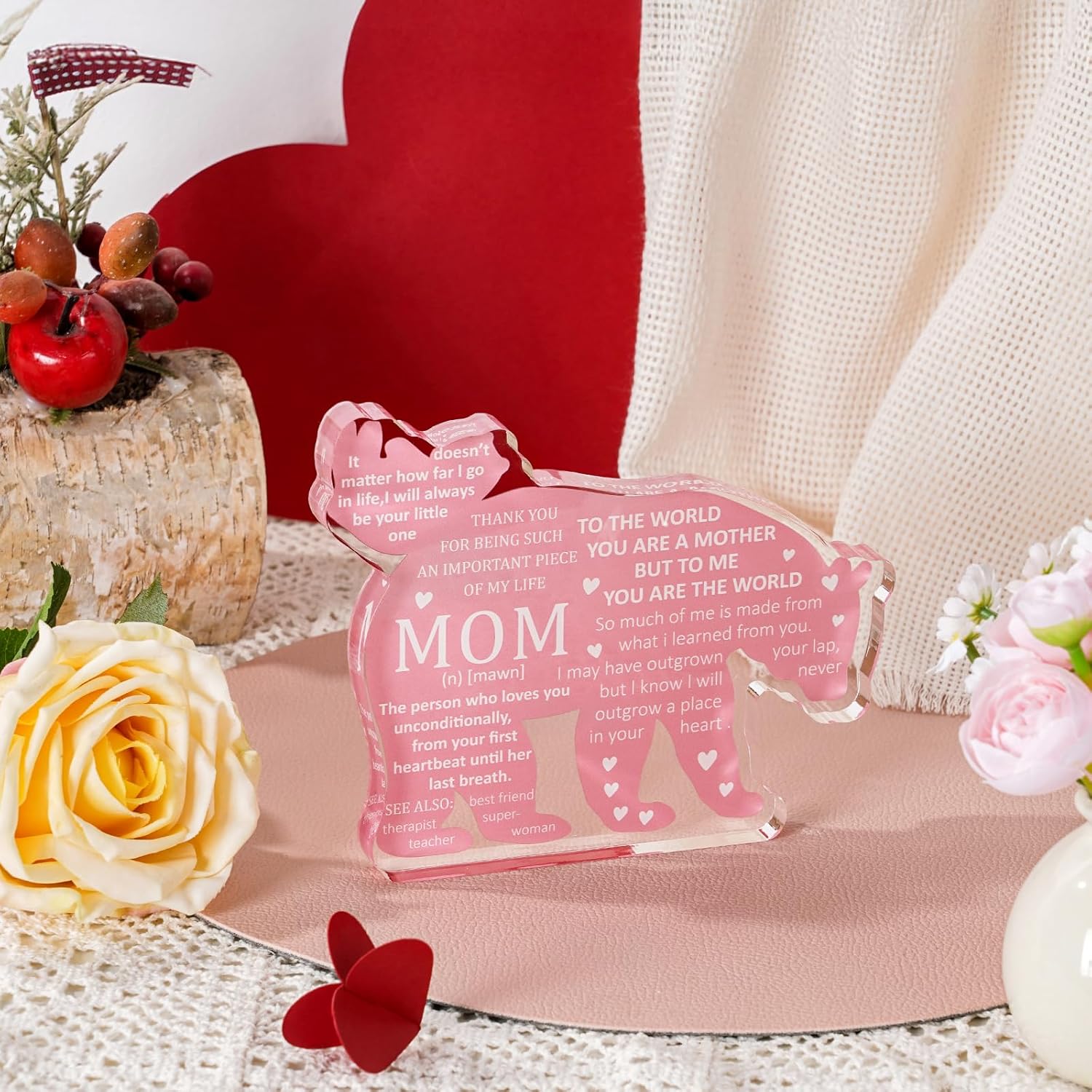 Til mamma - morsdag til mamma fra datter, sønn mor jul bursdag mamma bjørn plakett skrivebord
