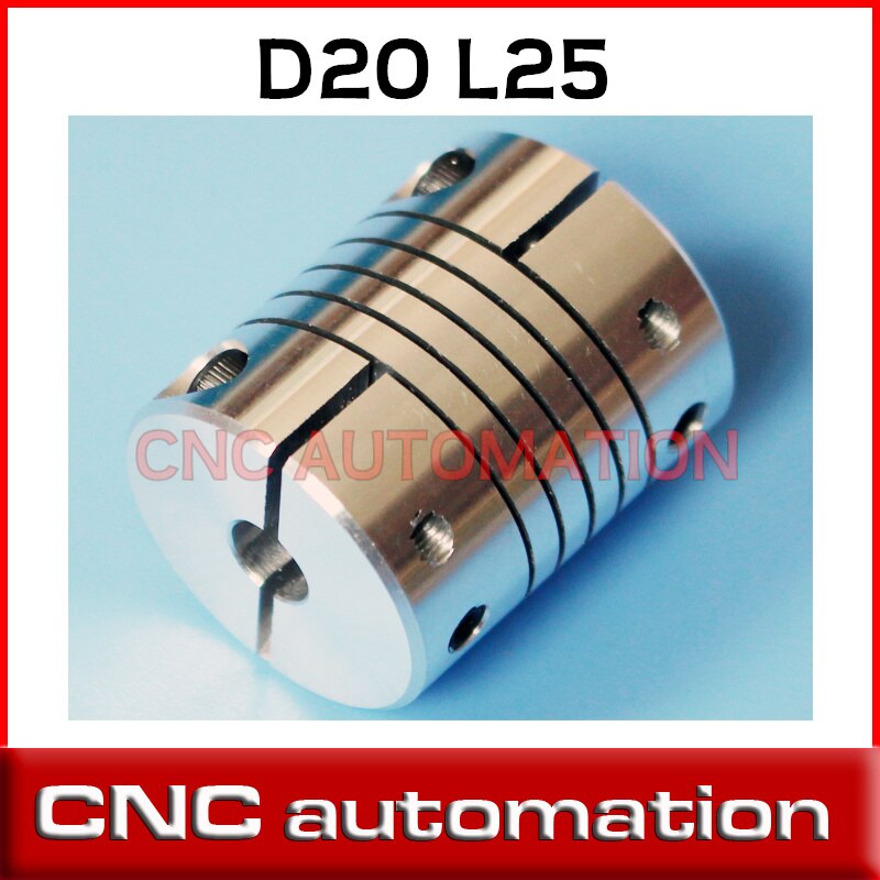 5pcs Aluminium CNC shaft couplings OD20mm*25mm flexible coupler stepper motor Engraving Machine 4 5 6 7 8 6.35mm .25" 1/4 inch