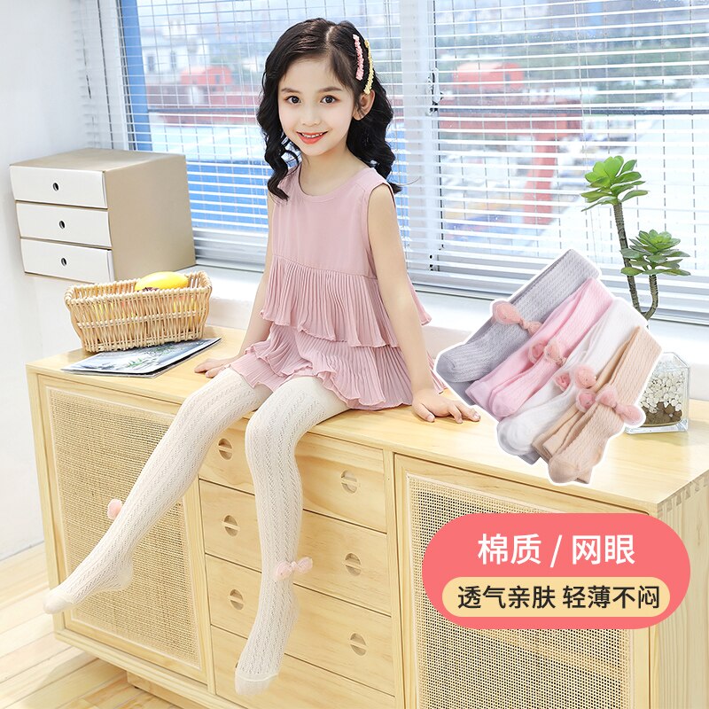 Collants princesse pour enfants, maille d'été, mignons, rose, nœud papillon, pour bébés filles, anti-moustiques, creux, anti-arrachage, à rayures pour nourrissons