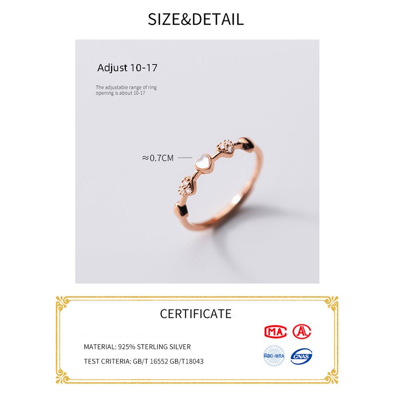 La Monada 50-57mm Heart Silver Ring 925 Korean Adjustable Rings For Women Silver 925 Sterling Jewelry Stylish Rings For Girls