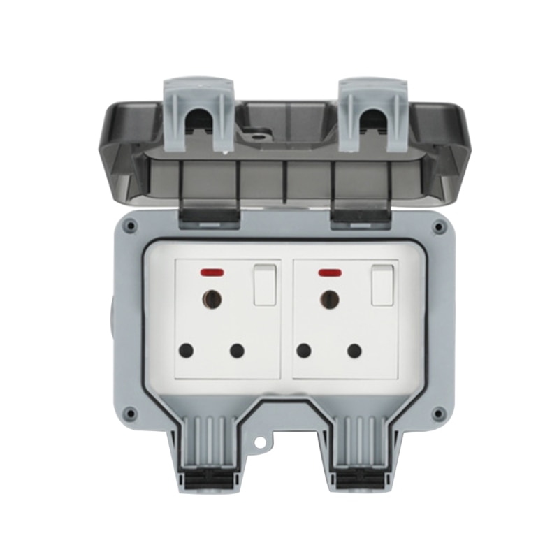 UK/EU Plug Electrical Wall Socket Outdoor Waterproof Dust-proof Power Outlet
