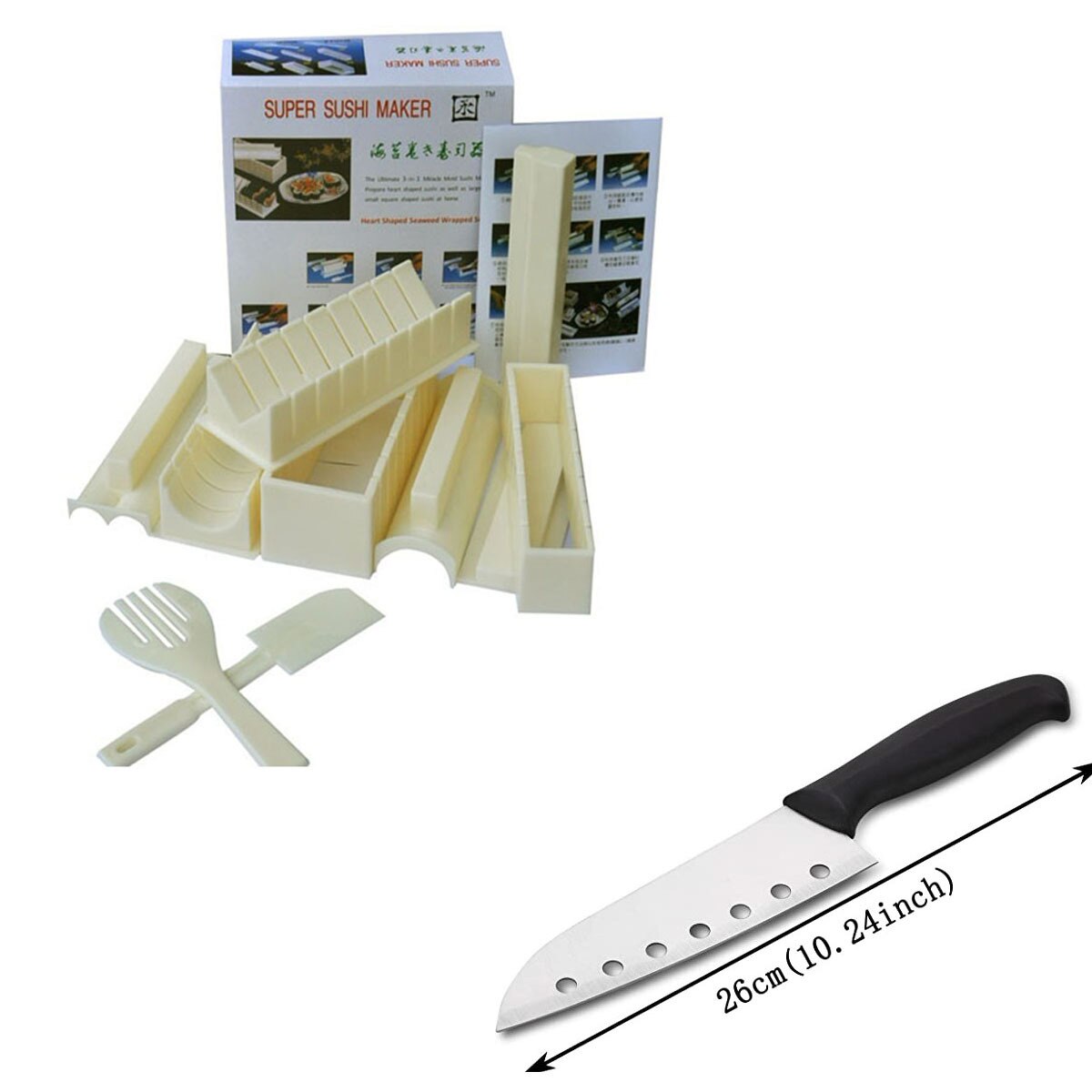 3/10/11Pcs/Set Sushi Maker Equipment Kit,Japanese Rice Ball Cake Roll Mold Sushi Multifunctional Mould Making Sushi Tools: 11Pcs-White