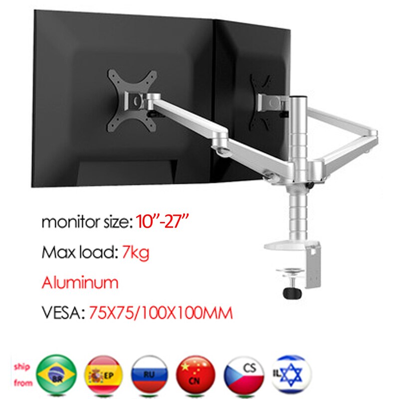 aluminum OA-4S 10-27" Double arm dual screen desktop mount monitor table stand pad desk mount stand monitor bracket shelf
