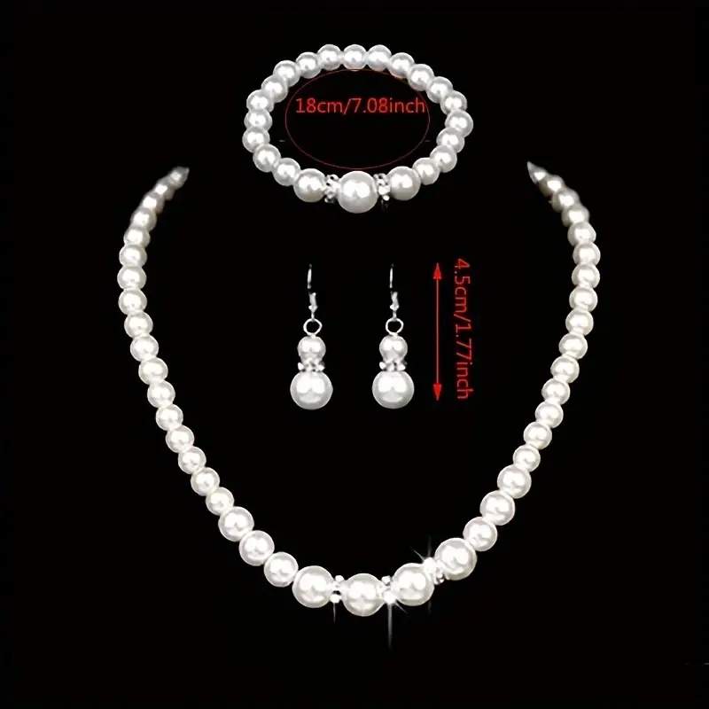 Modisches Perlen-Schmuckset, künstliche Perle, doppellagig, luxuriös, Ohrringe, Halskette, Hochzeit, Alltag, vielseitiges Halsketten- und Armbinde-einstellen