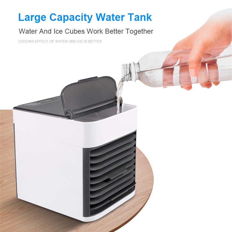 Household Mini Air Conditioner USB Personal Space Cooler Portable 7 Color LED Air Cooler LCD Digital Display Desktop Fan
