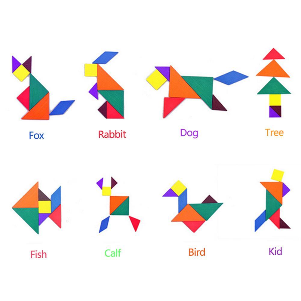 Originele Vitoki Kleurrijke Houten Puzzel Kinderen Speelgoed Sorteren Nestelen Mentale Ontwikkeling Tangram Educatief Speelgoed Voor Kinderen
