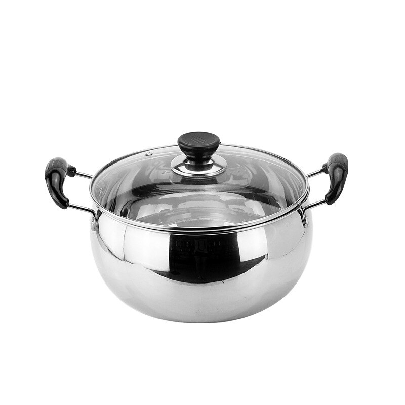 22cm Stainless Steel Food Soup Cooking Pot Hotpot Cooker Rice Noodle Roll Steaming Milk Cooking Pan Kitchen Cookware