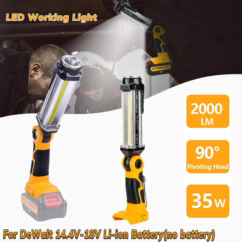 2000LM 14,4 V-18 V para luz de trabajo LED Dewalt batería de iones de litio linterna USB nueva linterna LED portátil