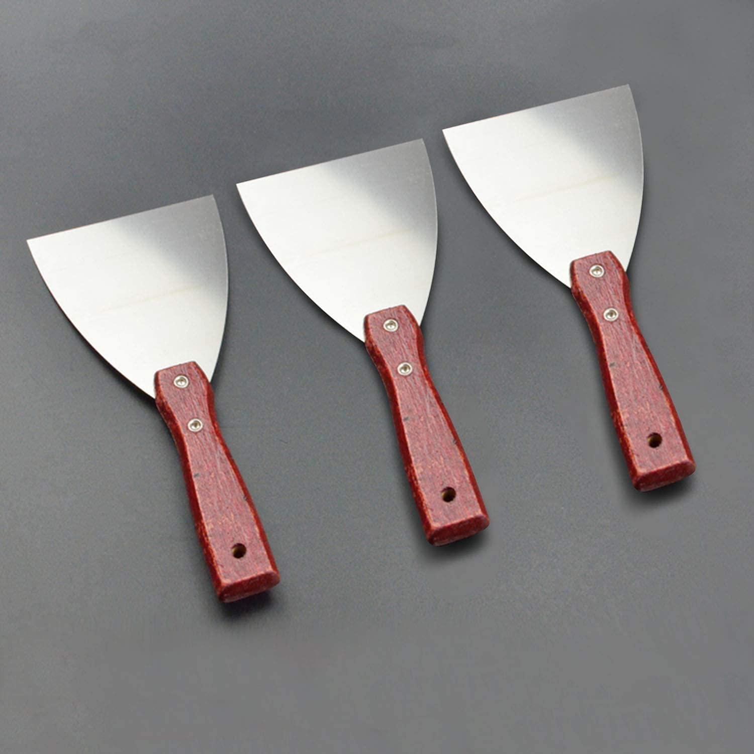 Grill Scraper Wooden Handle Stainless Steel Blade Slant Edge Grill Scraper Stainless Steel Spatula Spatula with Wooden Handles