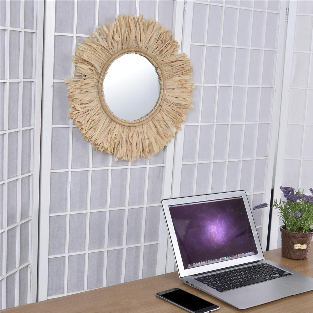 Espejos de pared hechos a mano para sala de estar, espejo bohemio redondo, decoración artística de estilo marroquí para apartamento, sala de estar, dormitorio, entrada