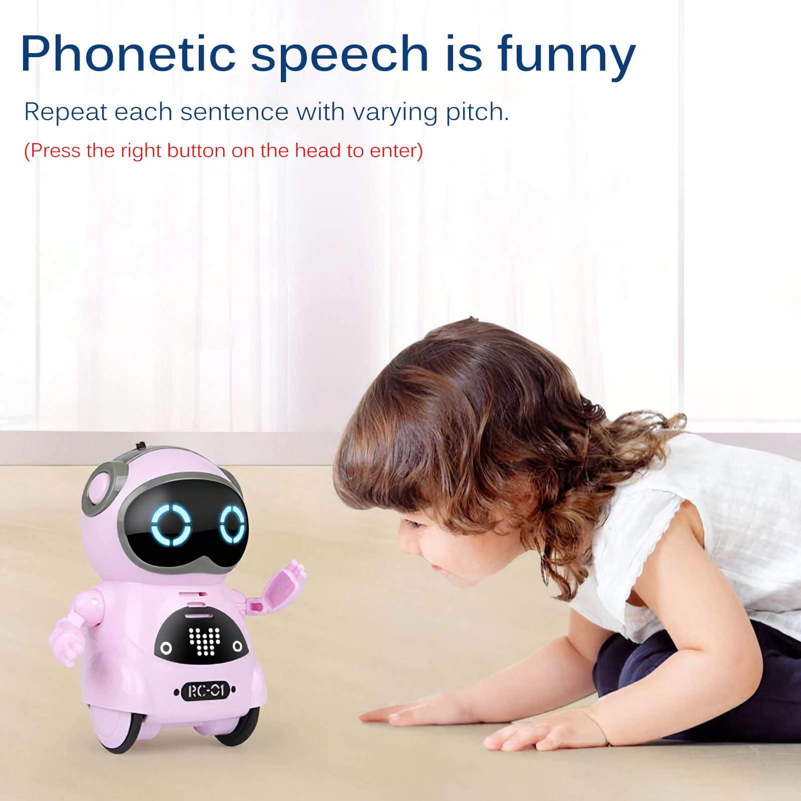 1pcs Intelligent Mini Pocket Robot Walk Music Dance Light Voice Recognition Conversation Repeat Smart Kids Toy Interactive