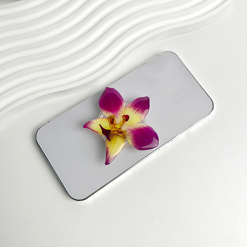 Orchid Phone Grip Holder Phalaenopsis Phone Grip Tok Folding Ring Foldable Cymbidium Griptok Case Cell Phone Bracket: Transparent
