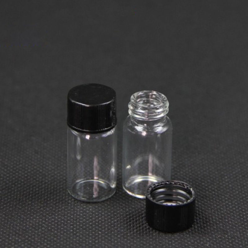 5 uds 3 ml/5 ml vidrio claro ámbar pequeñas botellas de medicina frascos de muestra marrón laboratorio reactivo botella contenedores tapas de tornillo