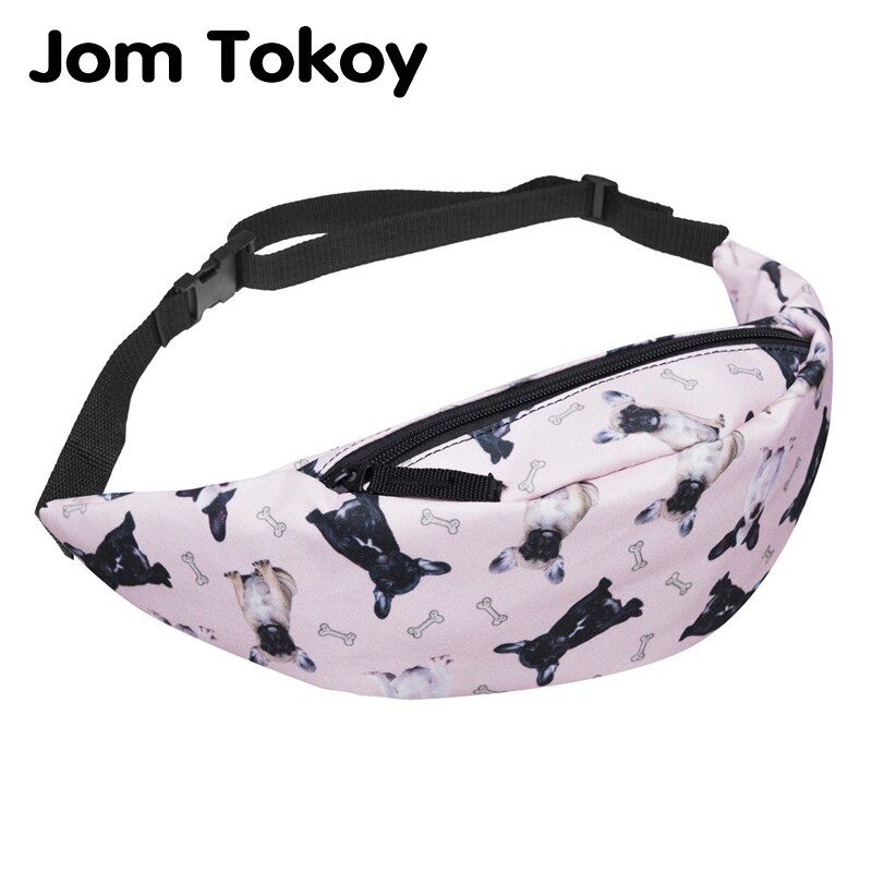 Jom Tokoy women fanny packs Bulldogs 3d printing Mobile Phone Bag women's zipper bag Waist bag bum bag