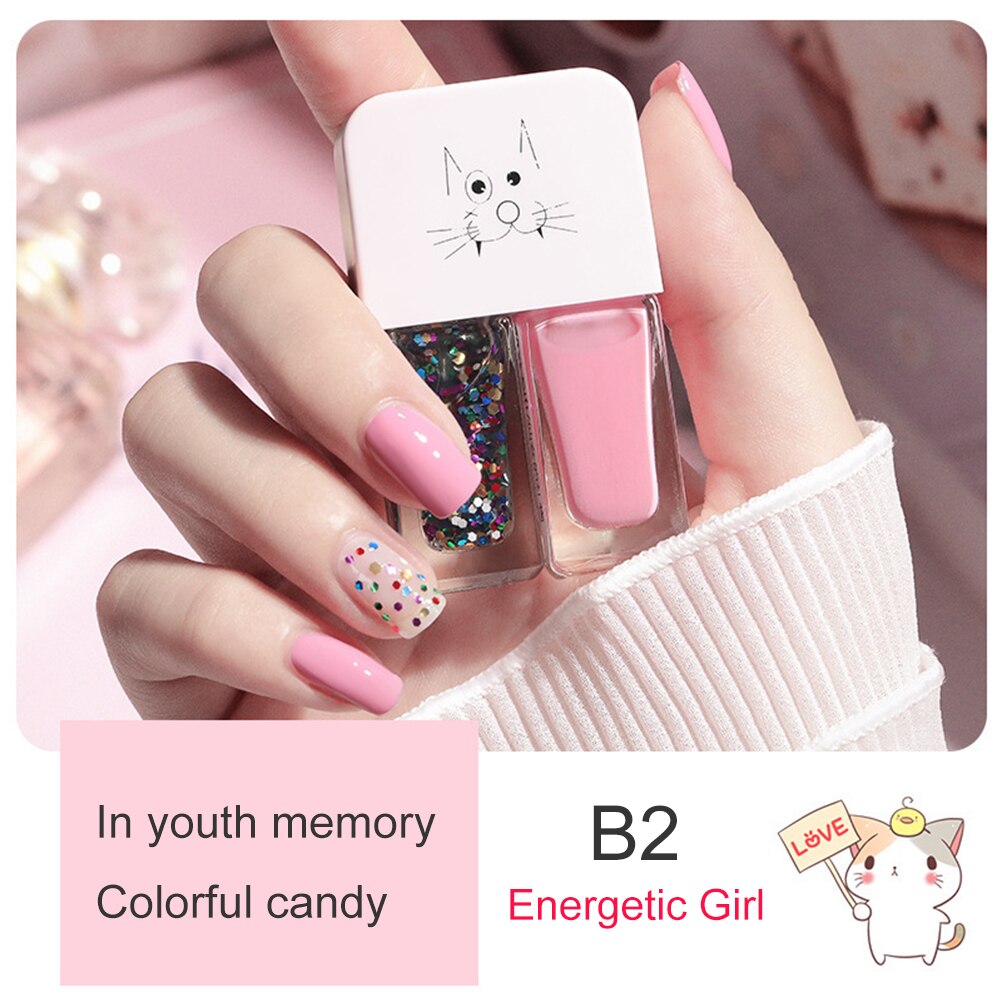Vernis à ongles Semi-Permanent hybride bicolore, Gel de manucure Non Uv, apprêt de manucure à paillettes, séchage rapide