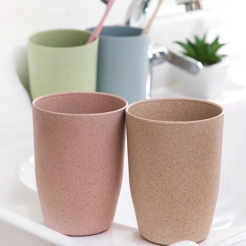 Plastic Wheat Straw Tea Cup Eco-Friendly Plastic Cup Coffee Tea Milk Drink Cup Toothbrush Cup for Bathroom Kitchen Cup