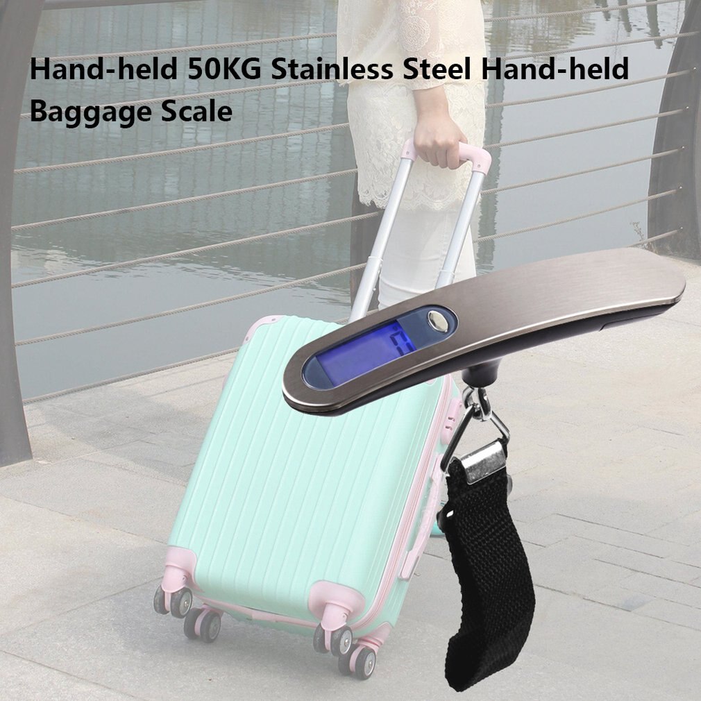 Bærbar 50 kg rustfrit stål håndbagage skala bærbare elektroniske vægte udtrykker elektroniske vægte bagage rejsesikkerhed