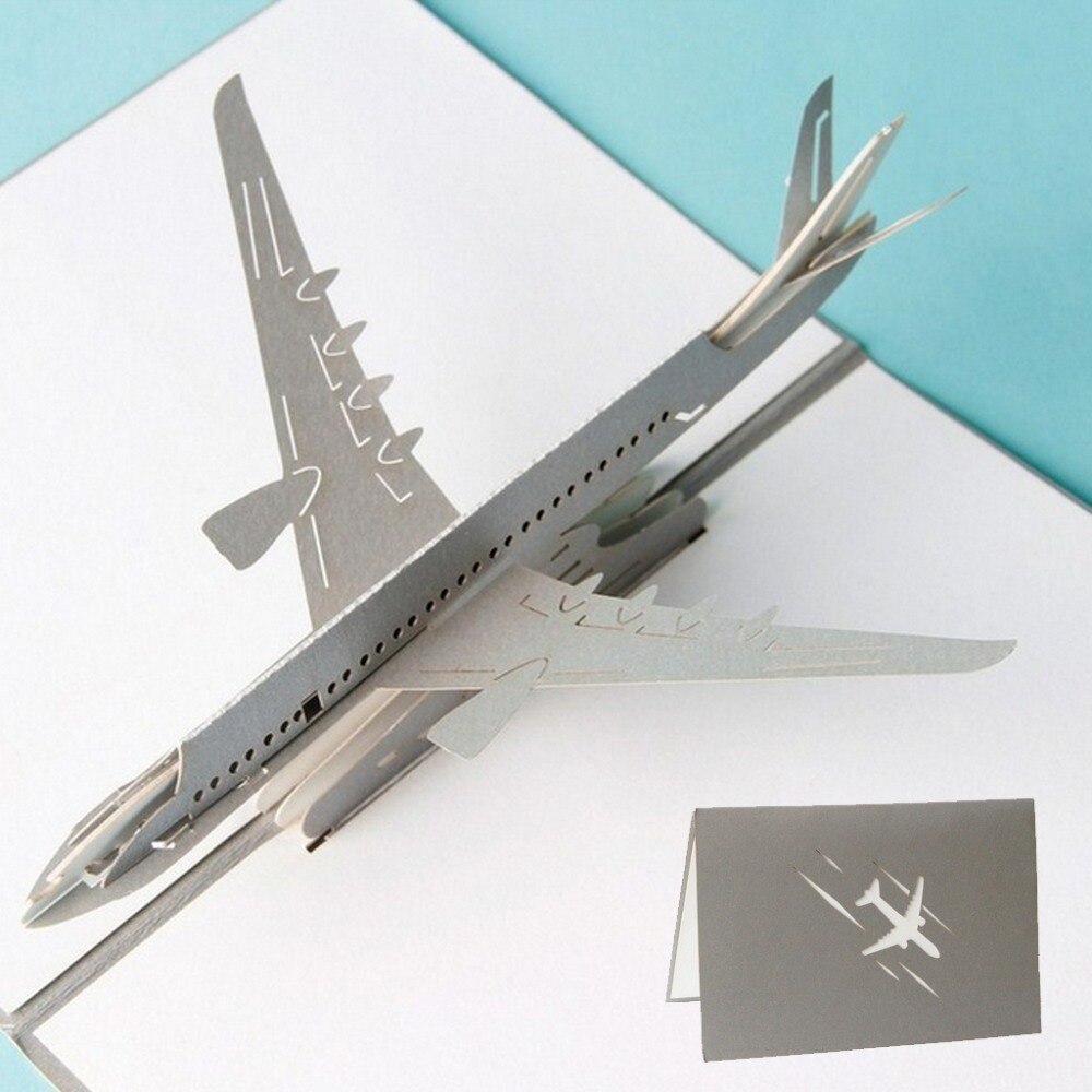3D Pop Up Airplane Greeting Cards Christmas Birthday Valentine Invitation -Y102