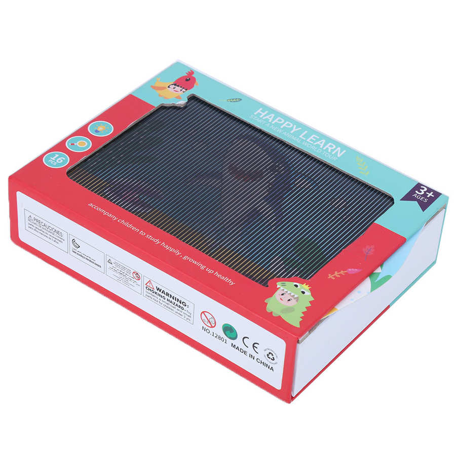 16pcs Flat Dynamic Raster Box Cartoon Animal Early Learning Paper Kindergarten Education Cognitive Toys