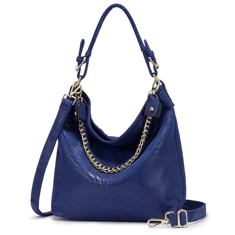 REALER-Bolso de hombro grande con asa superior para mujer, bandolera de cuero artificial con cadena,: Azul
