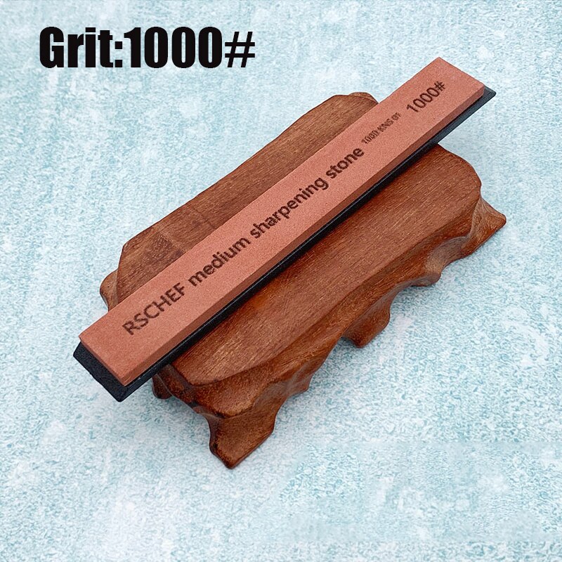 Small sharpening stone with base for kitchen knife Fixed angle sharpener outdoor whetstone Apex edge White corundum: 1000 Grit