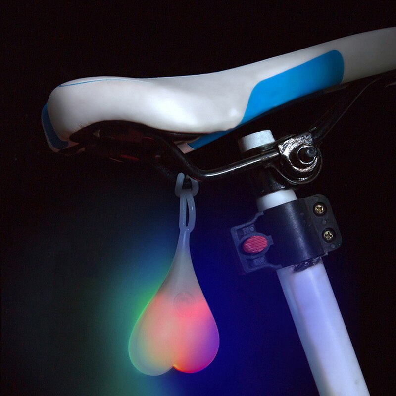 Safety Warning Ball Light Lamp Waterproof Silicone Bike Heart Lamp Night Cycling Rear Seat Back Lights Bike Tail Light: Colorful