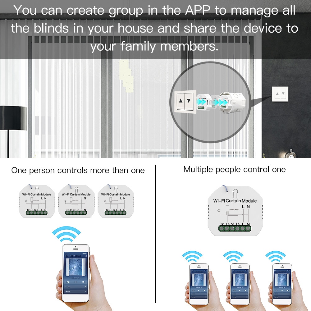 Intelligent wifi gardin switch modul app fjernbetjening stemmestyring gardin switch modul til alexa google assistent