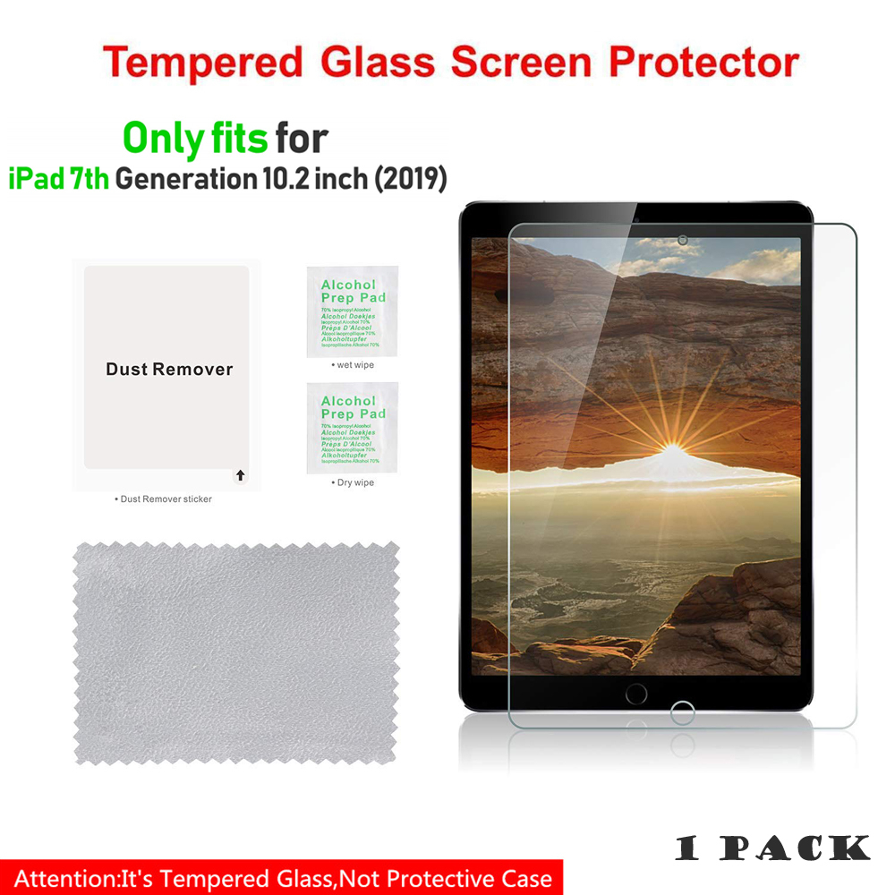 Scrub leren hoesje voor ipad 10.2 , wake-up/sleep cover, hoesje voor ipad air 2 9.7 hoesje voor ipad 7th generatie: Gehard glasfolie