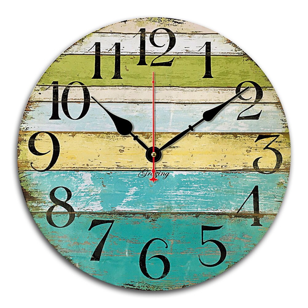 Vintage Wooden Wall Clock Antique Silent Decorative Wood Wall Clocks for Living Room Home Office Kitchen Wall Decor: white