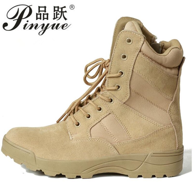 Bottes militaires en cuir pour hommes, en daim de vache, pour combat au sable, avec fermeture éclair, sangle à la cheville, botte tactique solide, automne: 8