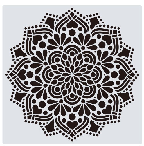 12 tommer store delikate mandala-sjablonger for vegg-, gulv-, fliser-, møbelmaling: Tzlarge -02
