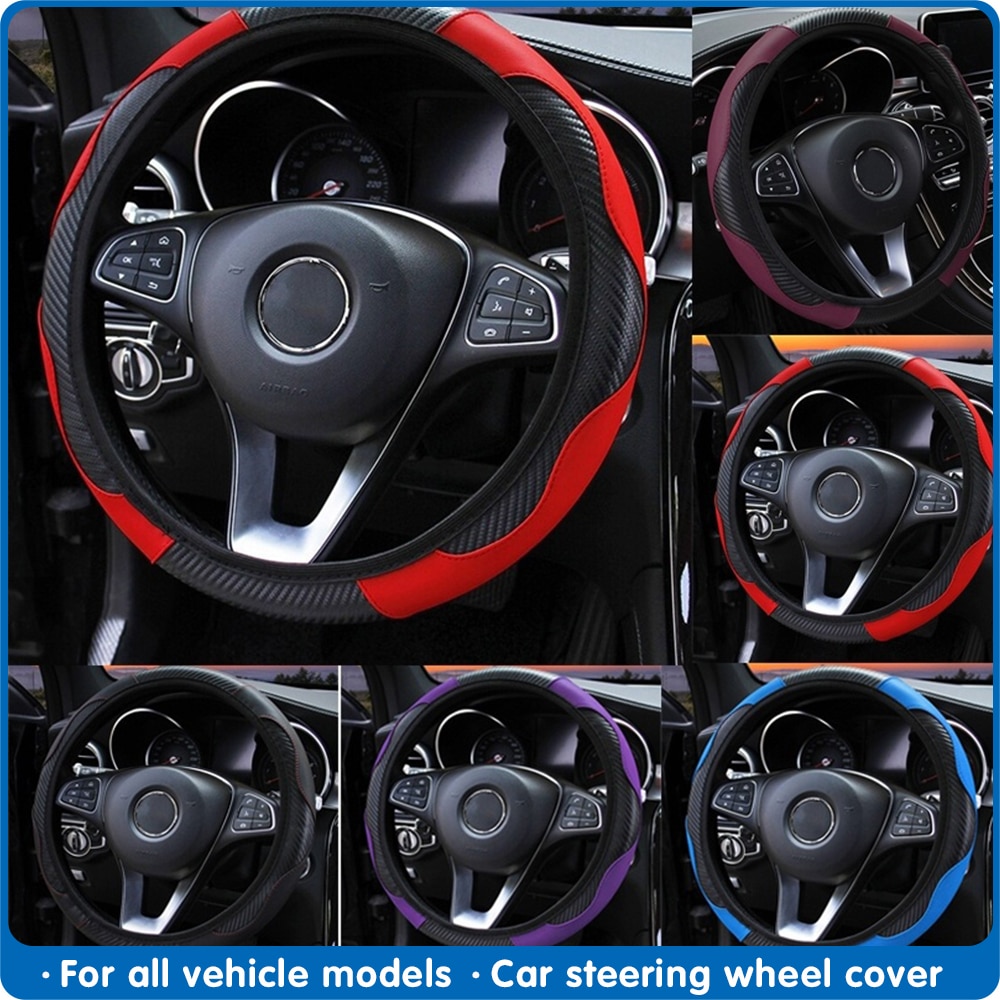 Fdik Auto Stuurhoes Ademende Anti Slip Pu Lederen Steering Covers Geschikt 38Cm Auto Decoratie Interne Accessoires