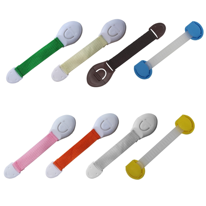 10 Pcs Child Safety Locks Soft Woven Straps Plastic Security Lock Infant Baby Protection for Door Cupboards Fridge Drawer Cabine